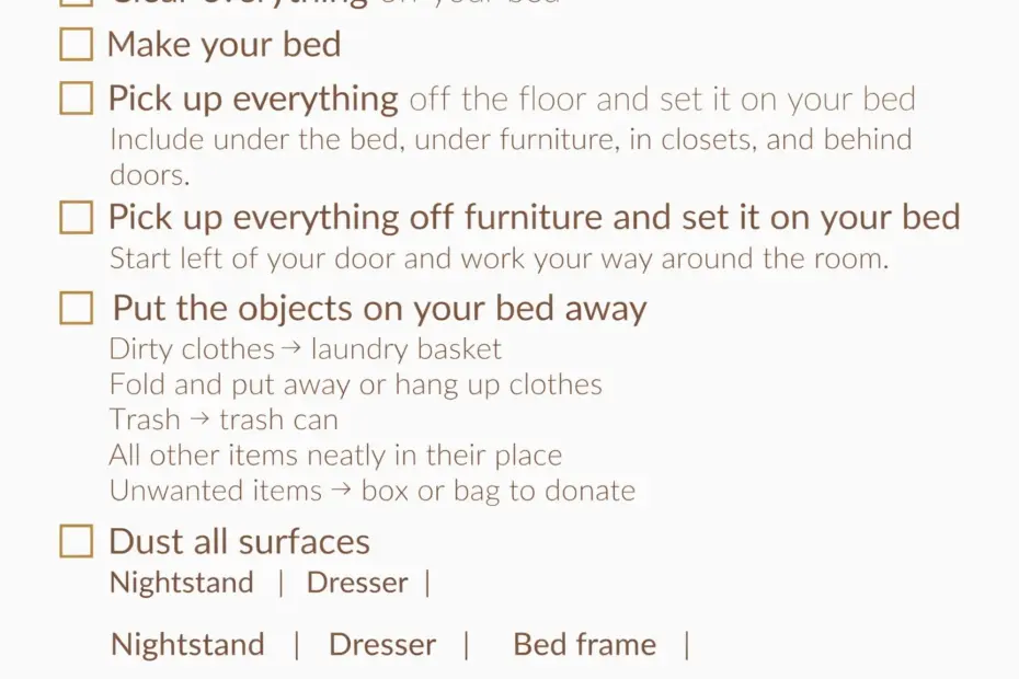 Clean Your Room Checklist | Decluttering Hacks for a Tidy Space | Printable Home Organization Guide
