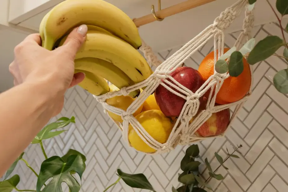 Macrame Fruit Hammock Storage Ideas | Declutter Your Kitchen with Bohemian Style