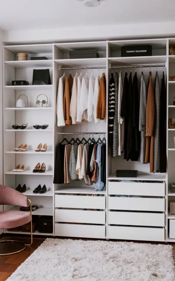 IKEA PAX Closet Organization Ideas for a Calm Neutral Walk-In Wardrobe