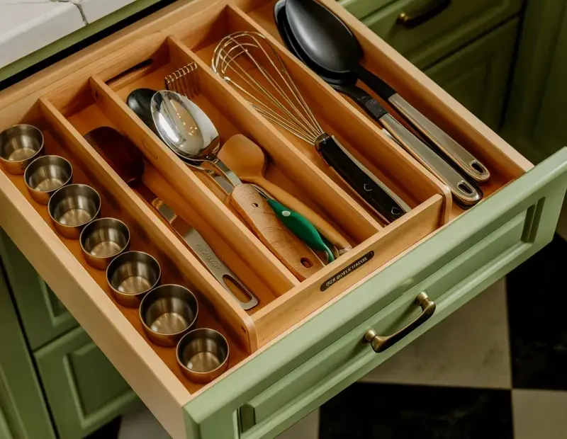 Before & After: My Sage Green Kitchen Drawer Organizer for Utensils & Measuring Cups