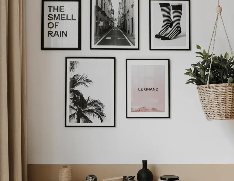 Gallery Wall Over Dresser Ideas | Minimalist Home Decor with Black and White Photos