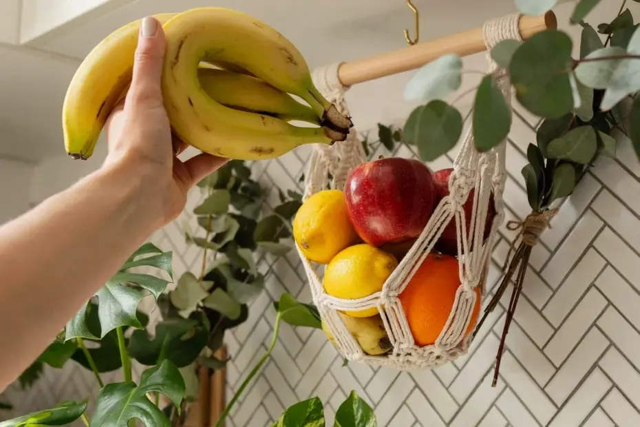 Macrame Fruit Hammock - adorable way to declutter your kitchen counter & store fresh fruit π