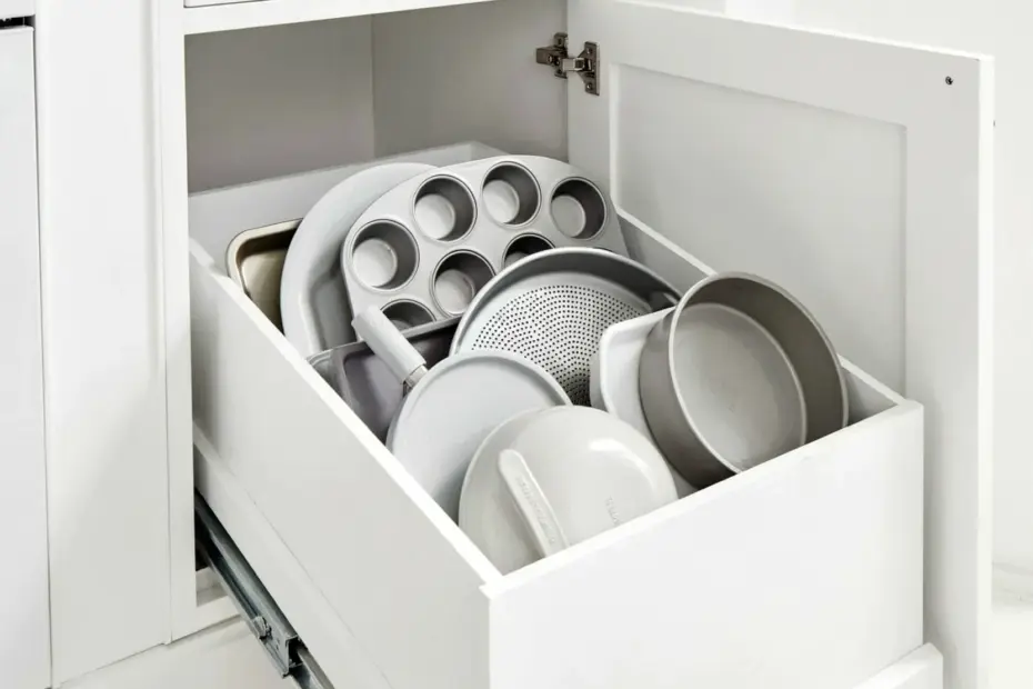 Adjustable Vertical Tray Storage for Slide-Out Shelf - Budget Kitchen Pantry Organization